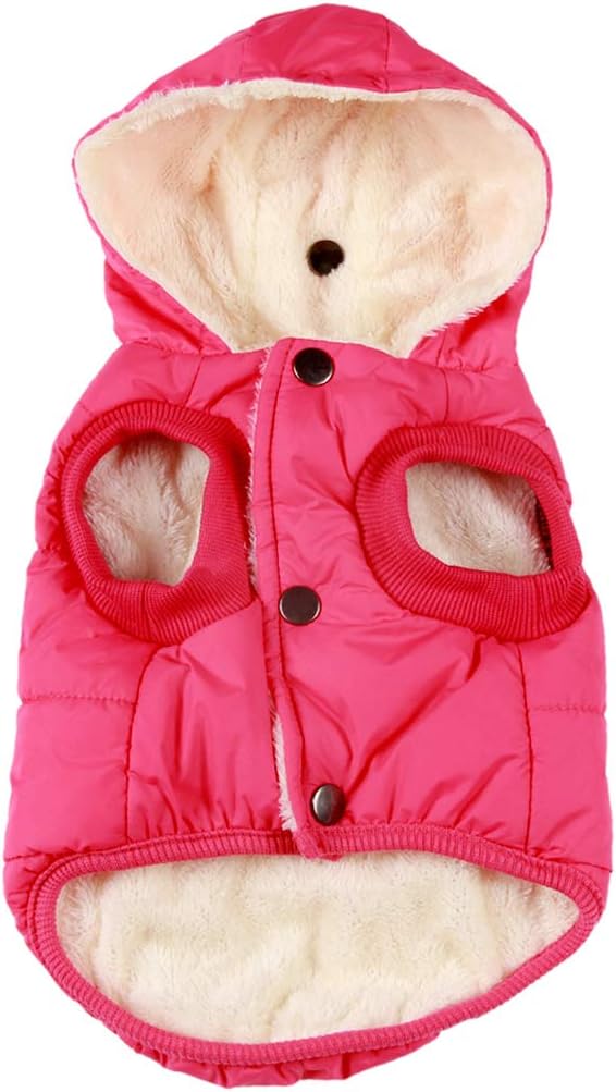 Tailcloset Fleece Lined Warm Dog Hoodie Winter Jacket Small Dogs Red XS