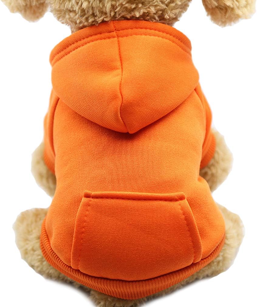 Tailcloset Fleece Dog Hoodie with Pocket Winter Warm Coat Small Dogs Cats Coffee XXS