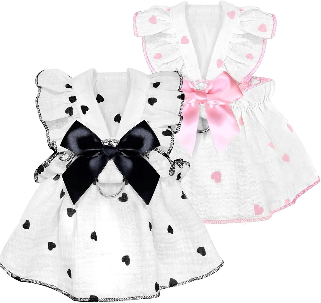 Tailcloset Strawberry Print Bow Dress Cotton Pet Dress Small Dogs Cats Female XS