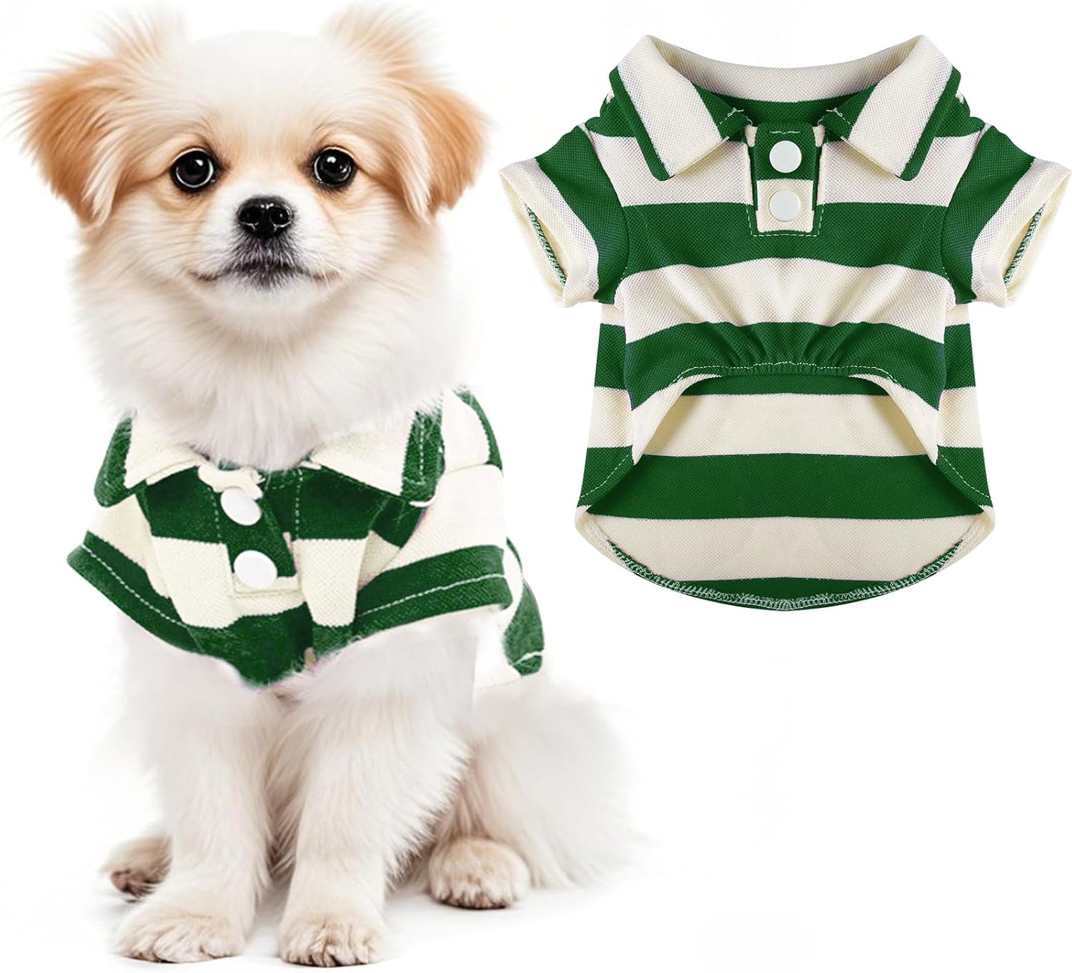 Tailcloset Pet Striped Collar Polo Shirt Button Up Small Medium Dogs Cats Green M