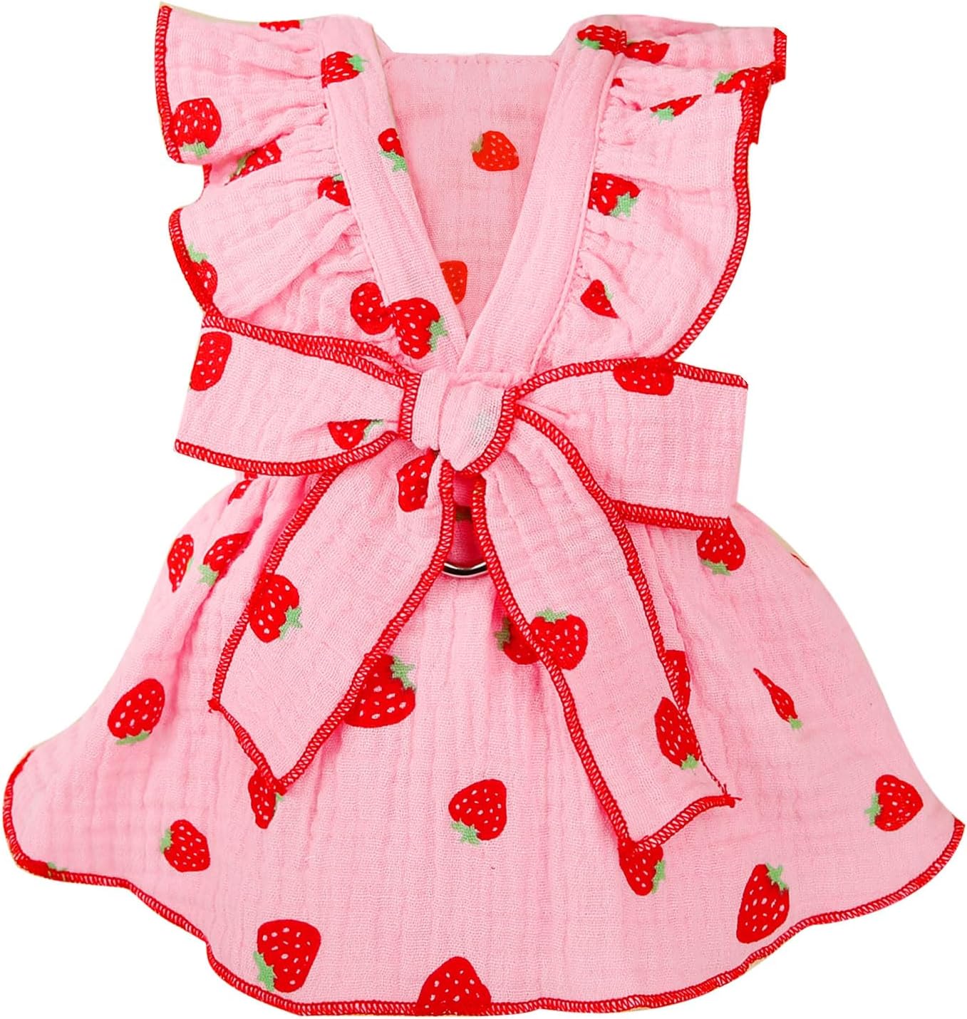 Tailcloset Strawberry Print Bow Dress Cotton Pet Dress Small Dogs Cats Female XS