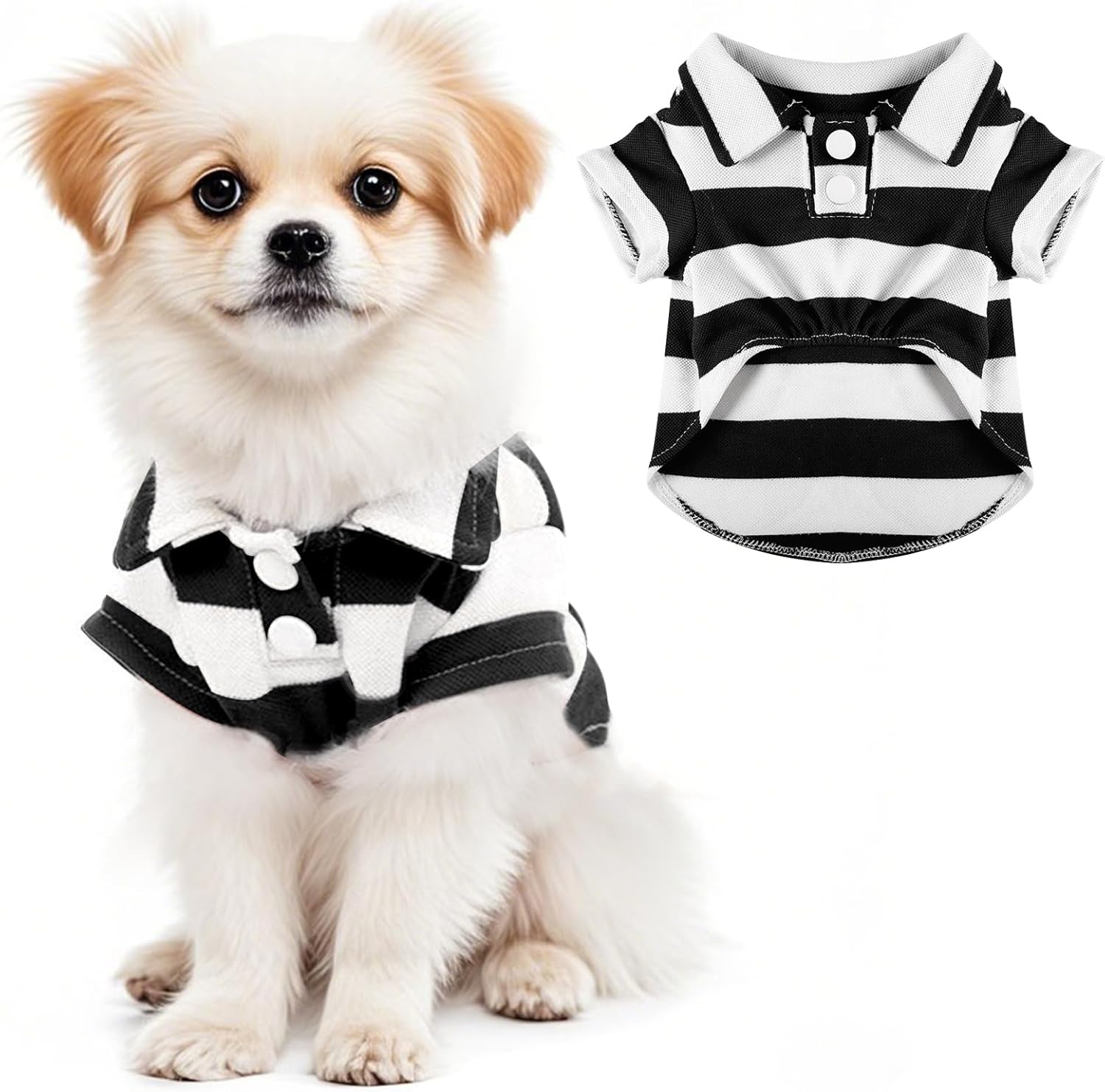 Tailcloset Pet Striped Collar Polo Shirt Button Up Small Medium Dogs Cats Green M