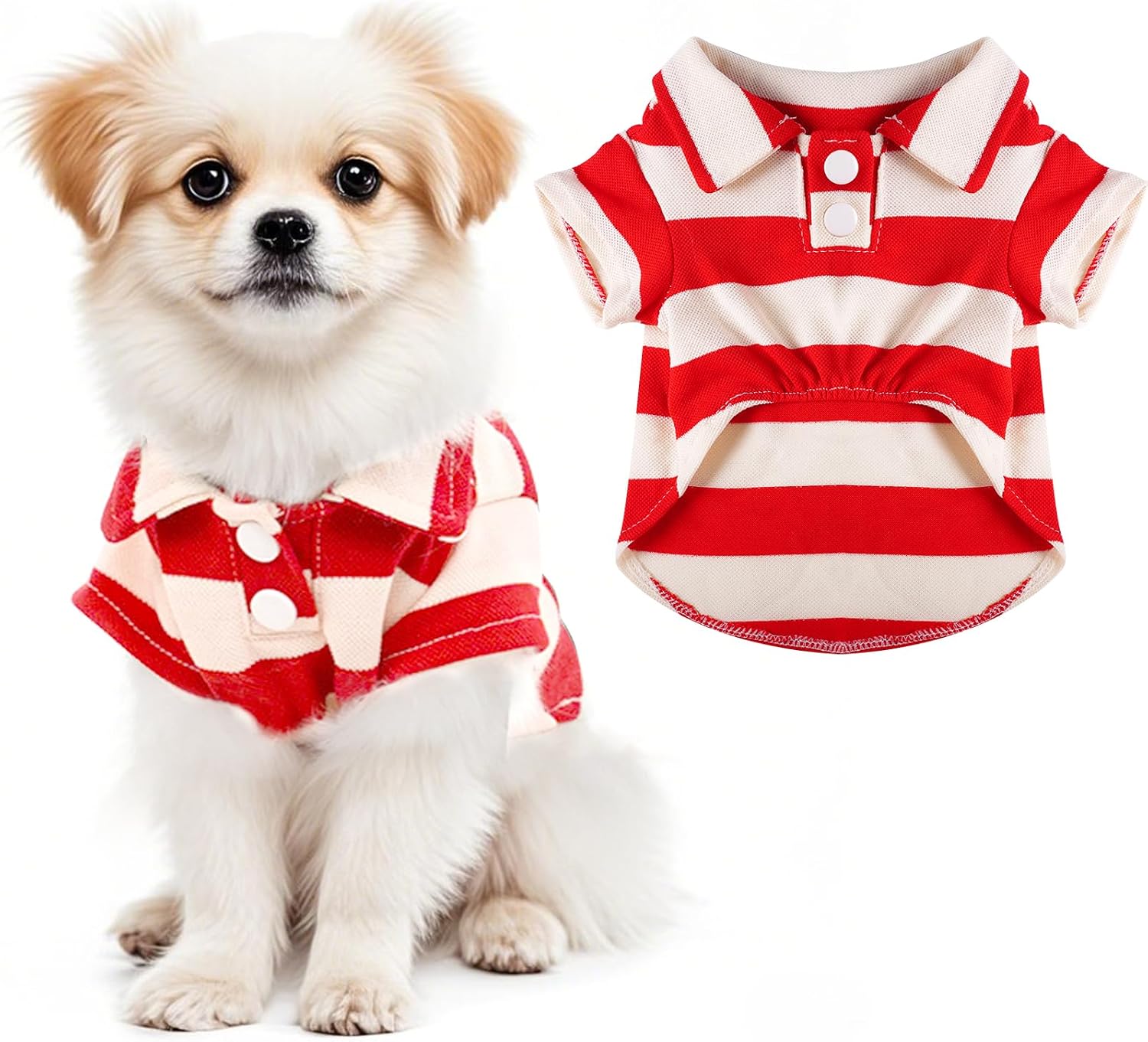 Tailcloset Pet Striped Collar Polo Shirt Button Up Small Medium Dogs Cats Green M