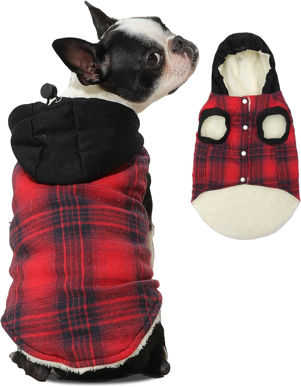 Tailcloset Fleece Lined Warm Dog Hoodie Winter Jacket Small Dogs Red XS