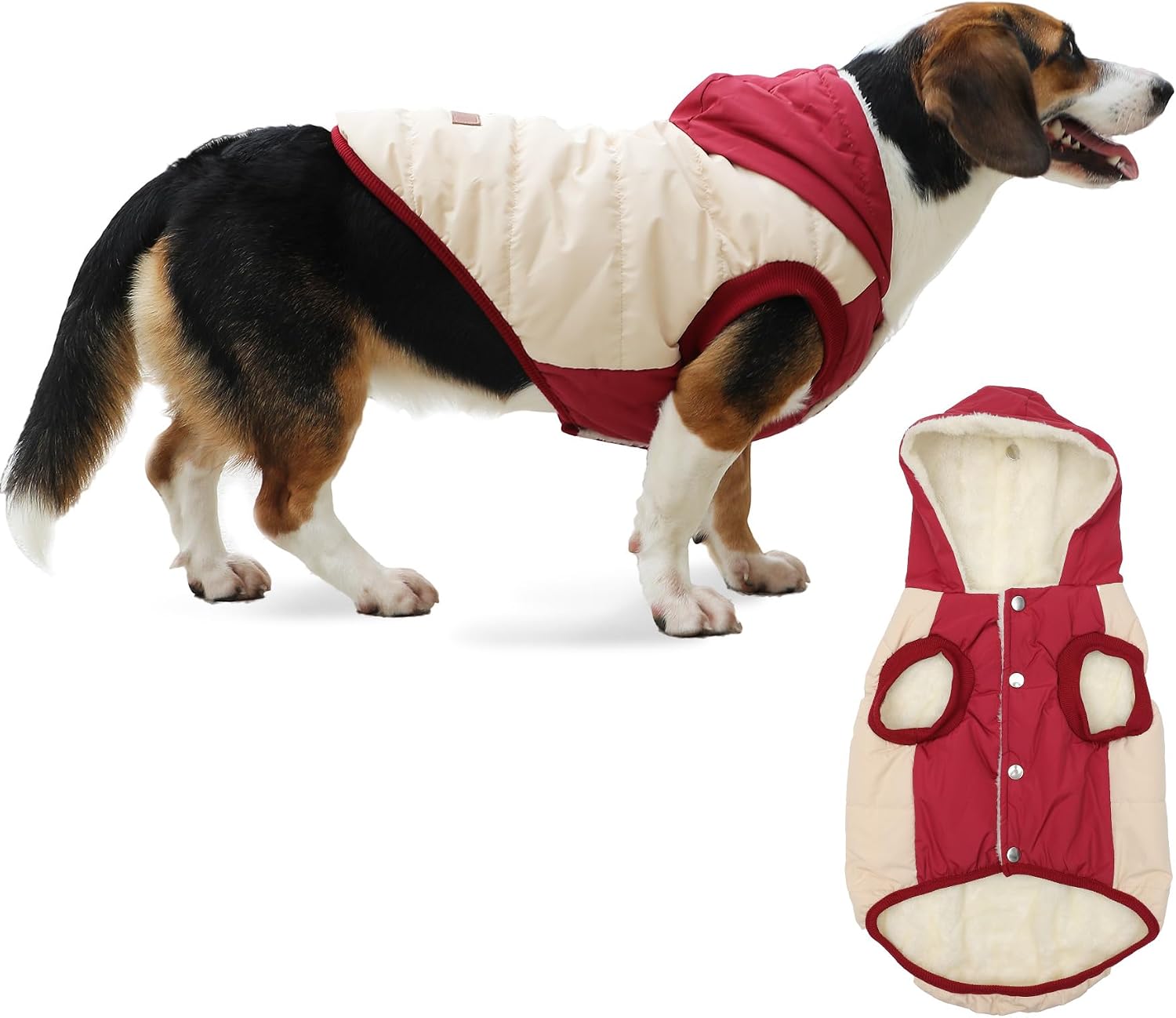 Tailcloset Fleece Lined Warm Dog Hoodie Winter Jacket Small Dogs Red XS