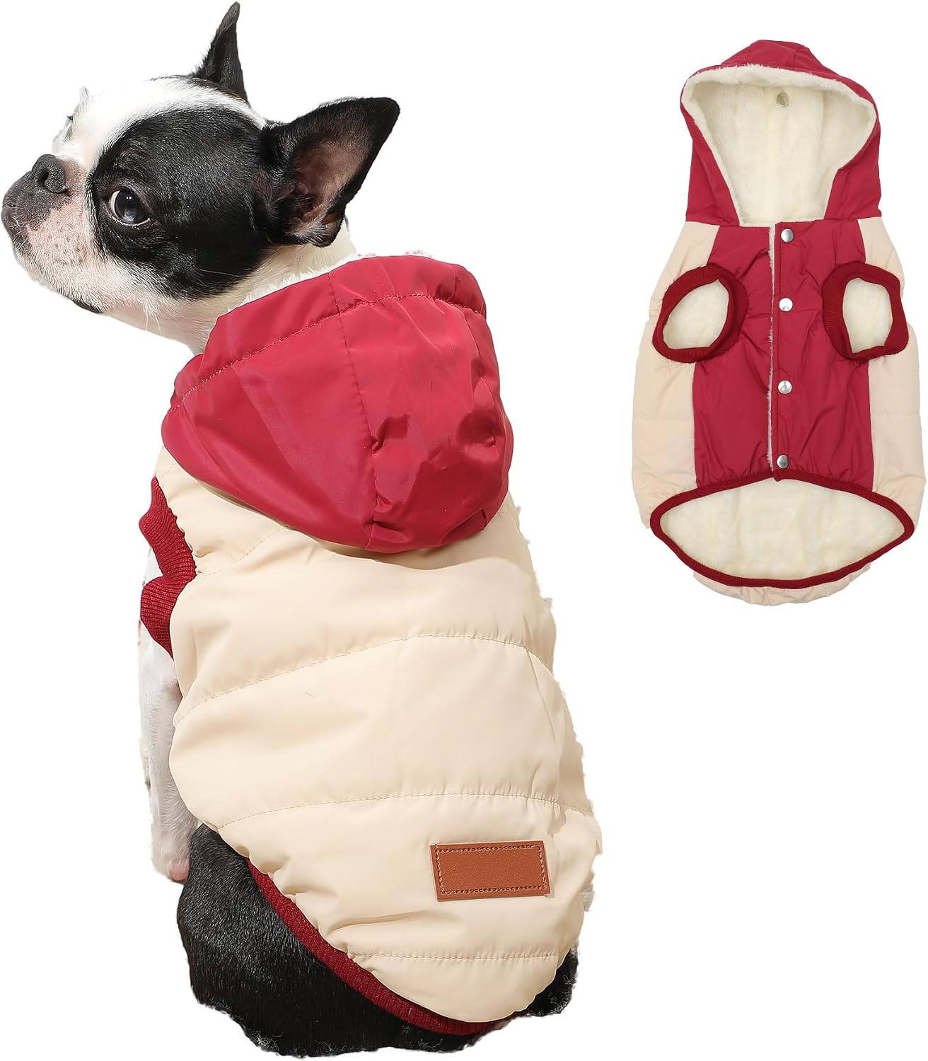 Tailcloset Fleece Lined Warm Dog Hoodie Winter Jacket Small Dogs Red XS