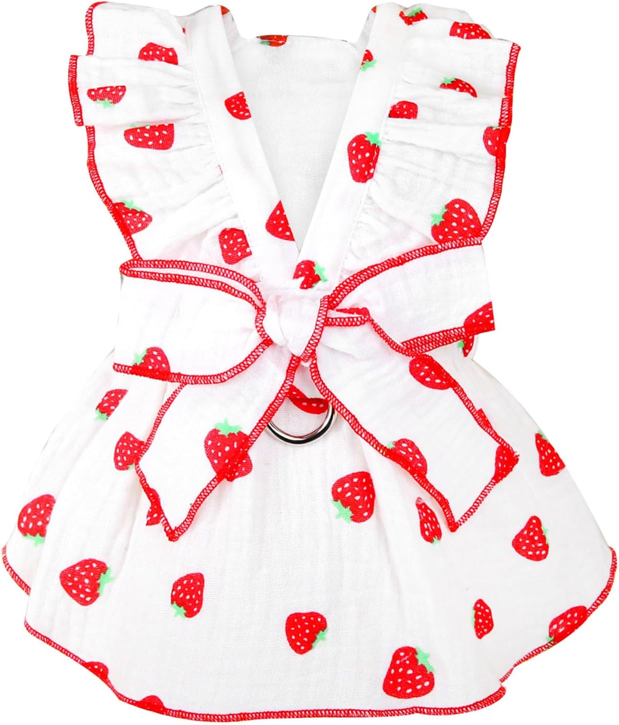 Tailcloset Strawberry Print Bow Dress Cotton Pet Dress Small Dogs Cats Female XS