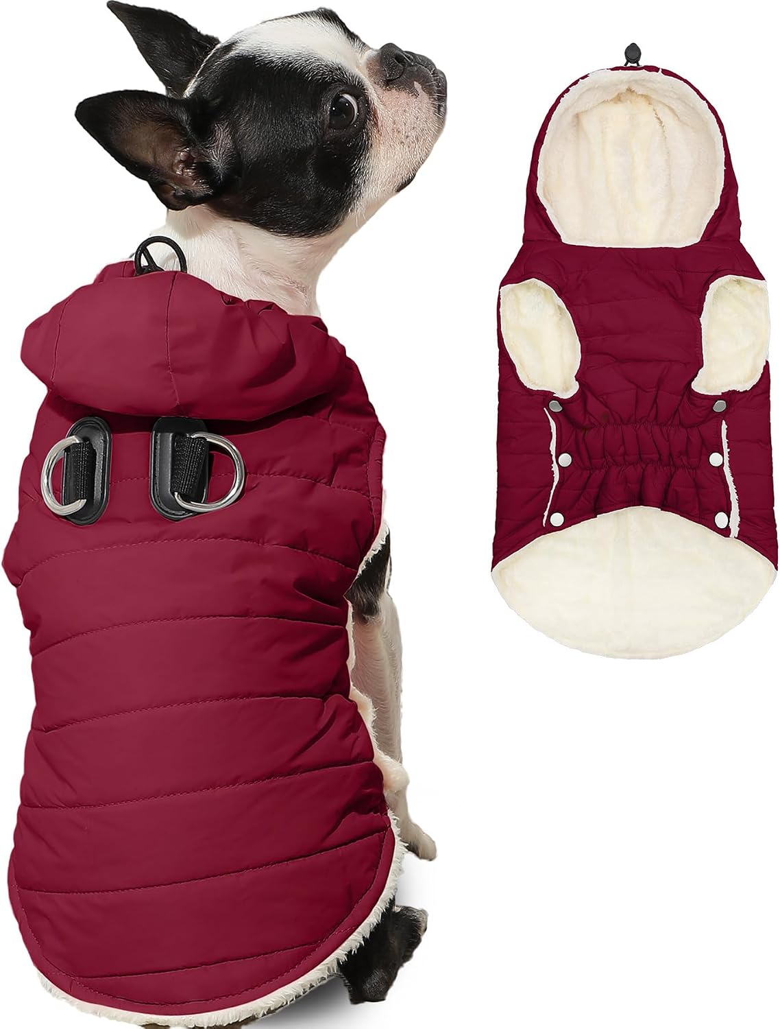 Tailcloset Fleece Lined Warm Dog Hoodie Winter Jacket Small Dogs Red XS