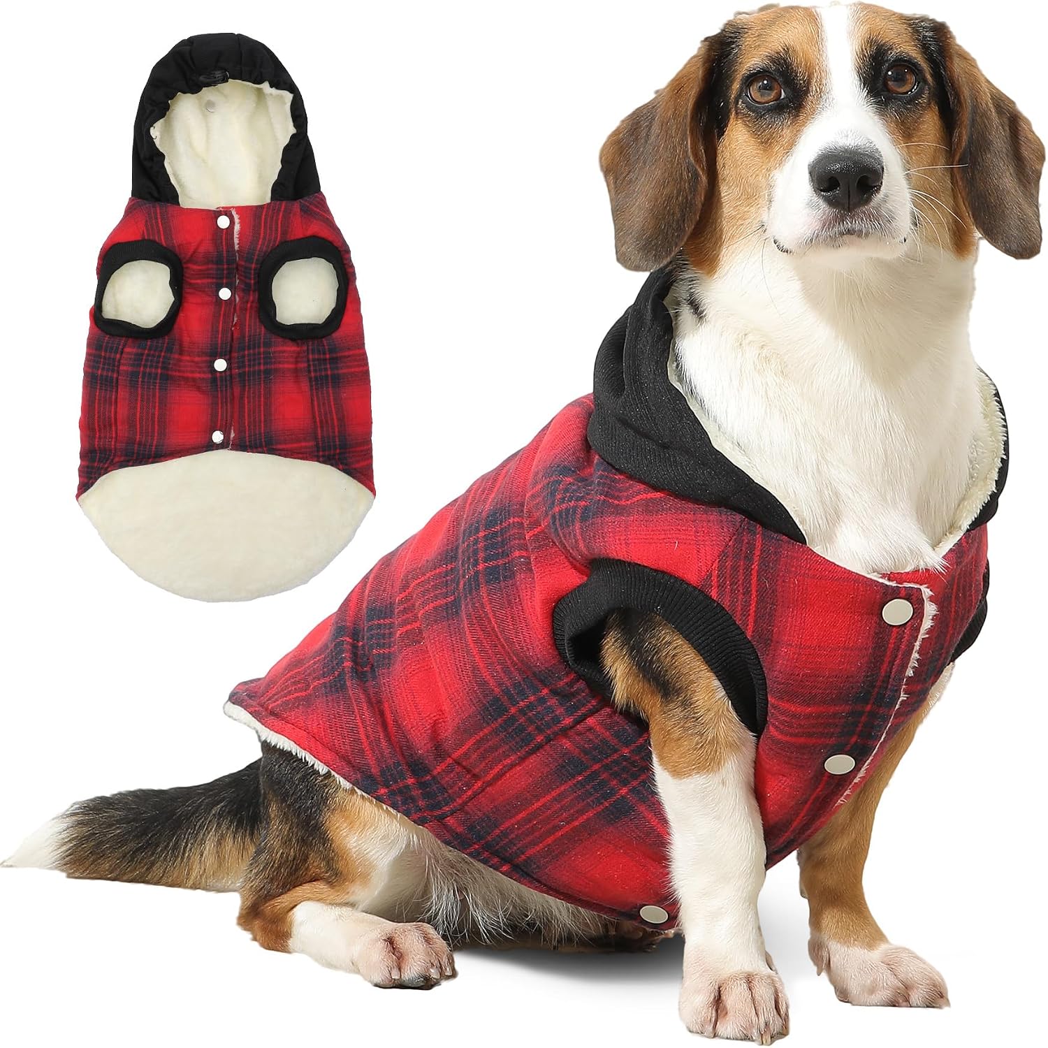 Tailcloset Fleece Lined Warm Dog Hoodie Winter Jacket Small Dogs Red XS