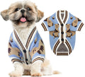 Tailcloset Bear Print Knit Cardigan Sweater Autumn Warm Pet Clothes Small Medium Dogs Cats Beige M
