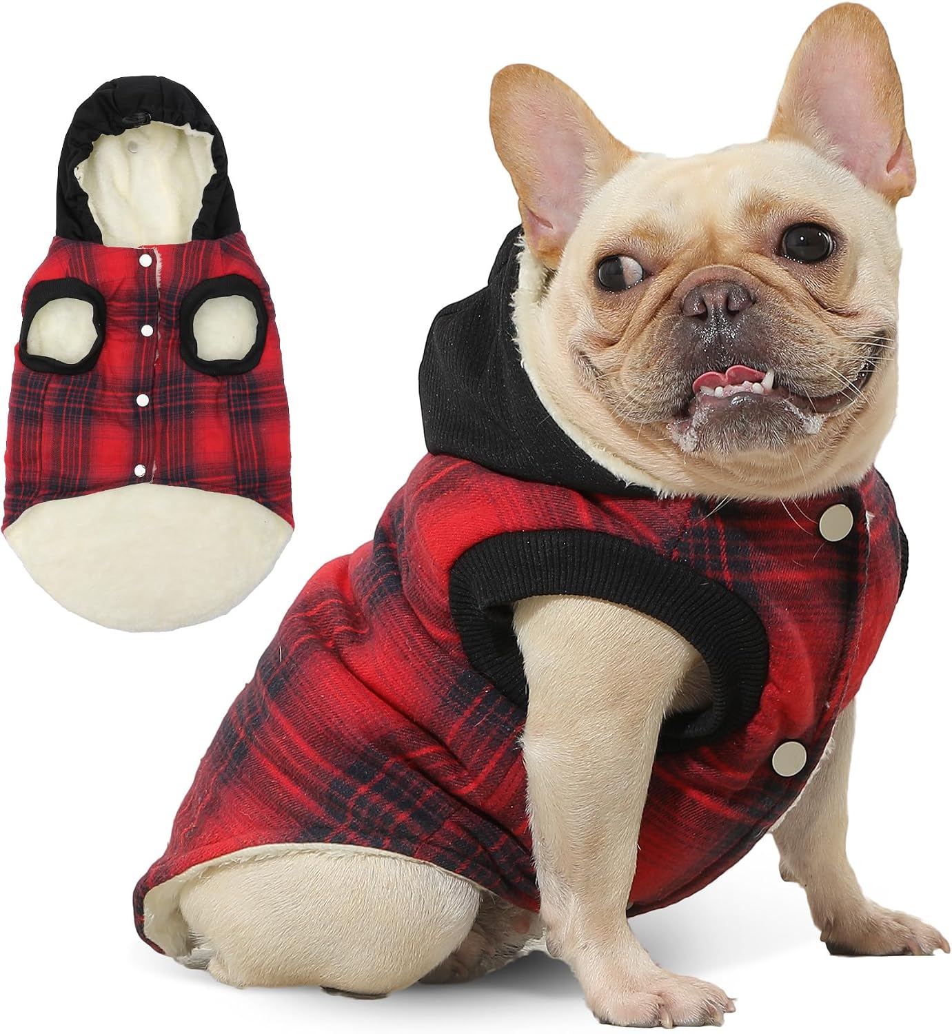 Tailcloset Fleece Lined Warm Dog Hoodie Winter Jacket Small Dogs Red XS