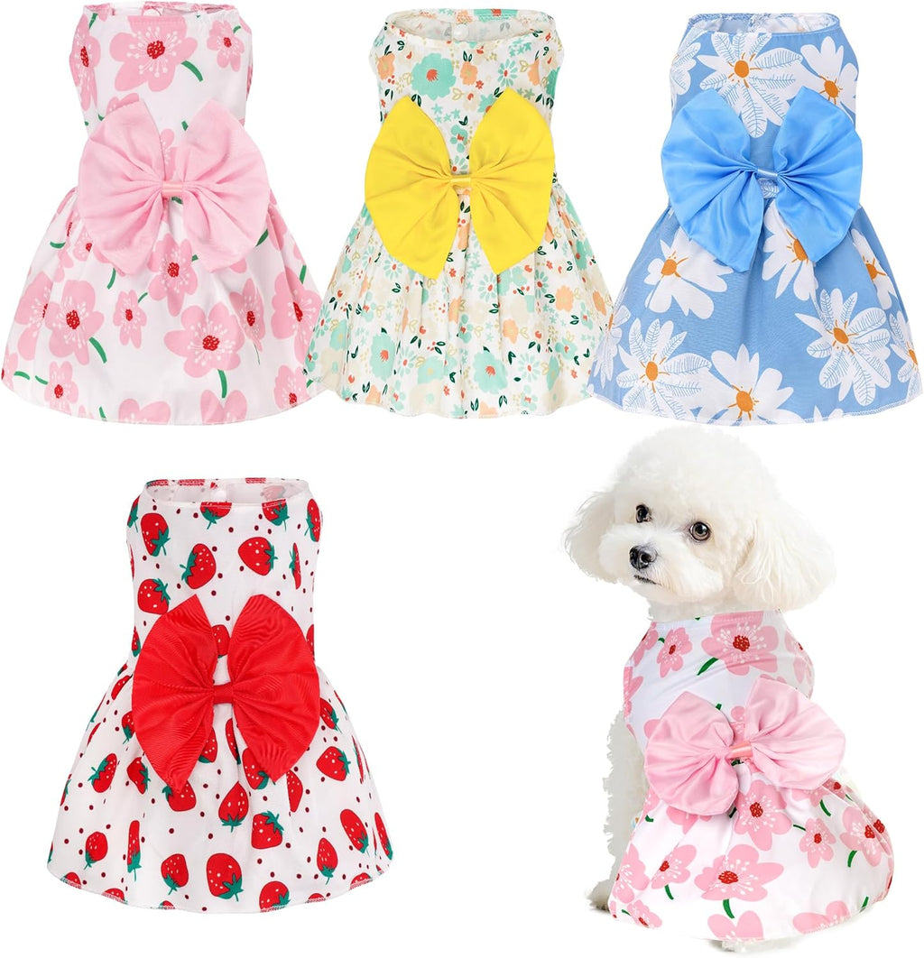 Tailcloset 4pcs Pet Summer Dress Skirt for Small Dogs Cats